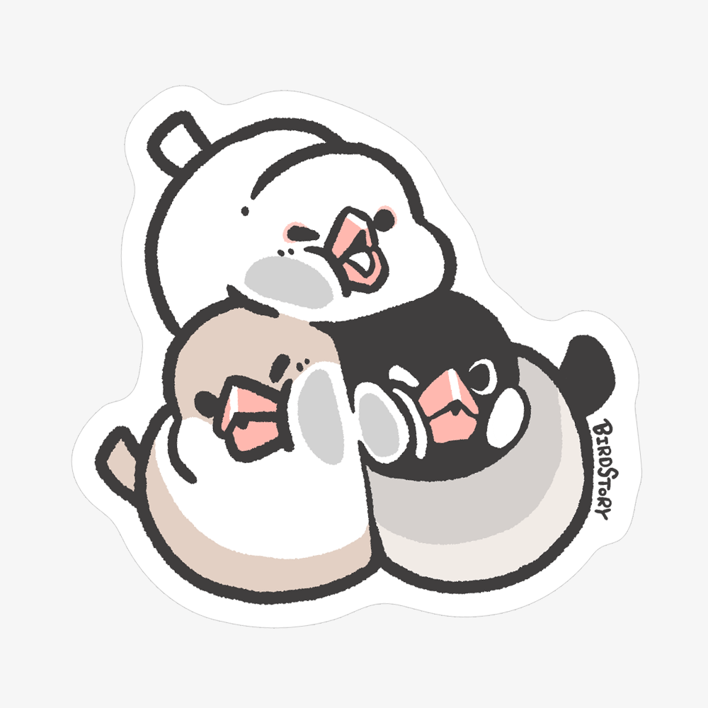 ステッカー シール  むぎゅはりつけ 文鳥