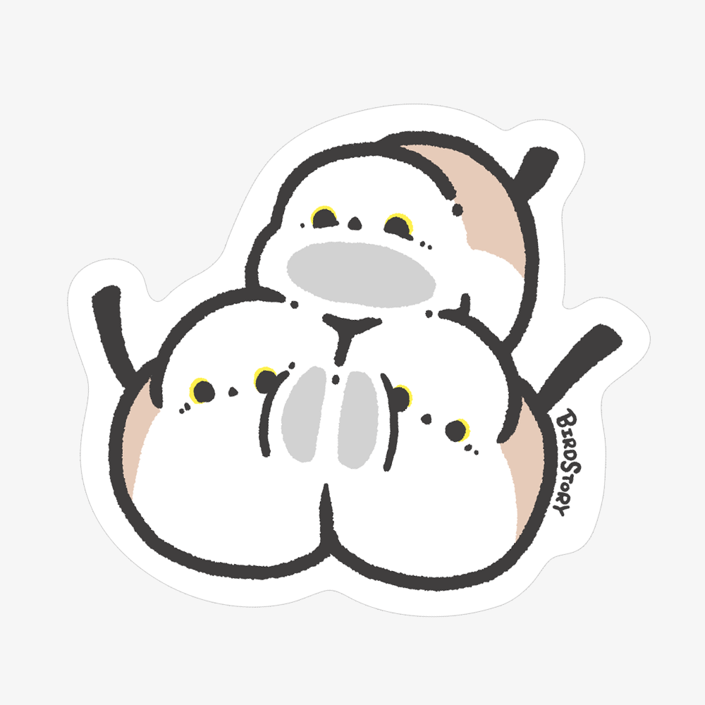 ステッカー シール  むぎゅはりつけ シマエナガ