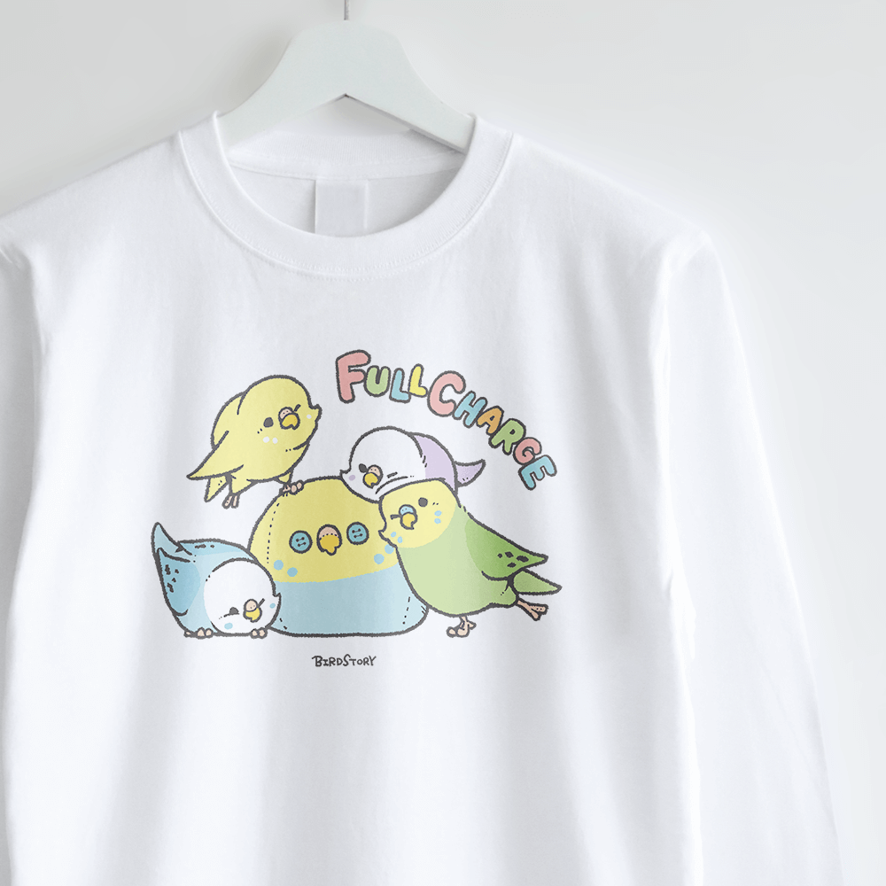 長袖Tシャツ BIRD SLEEP 寝起きをテーマに描いたセキセイインコデザイン
