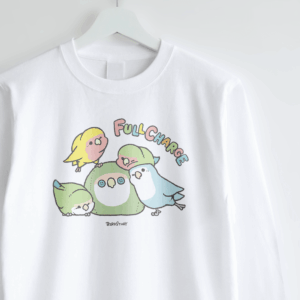 長袖Tシャツ BIRD SLEEP 寝起きをテーマに描いたコザクラインコデザイン