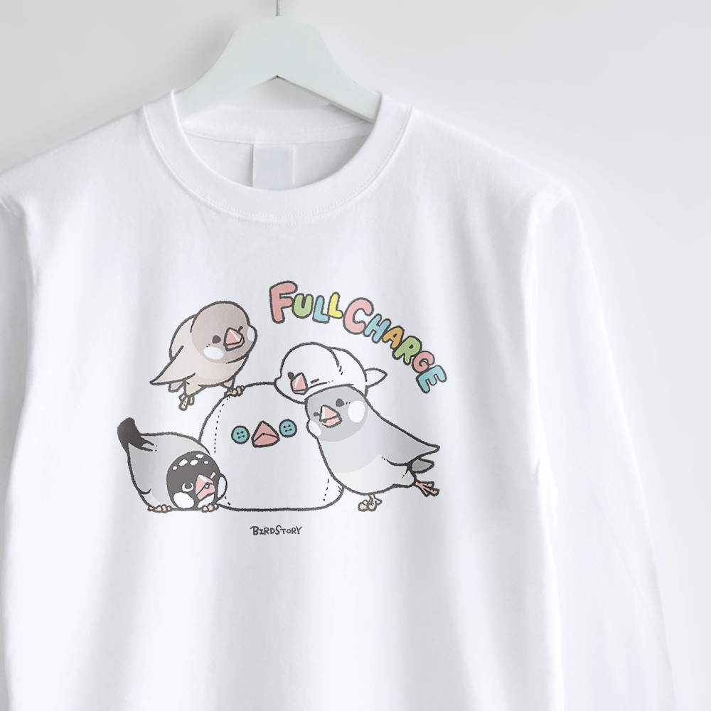 長袖Tシャツ BIRD SLEEP 寝起きをテーマに描いた文鳥デザイン