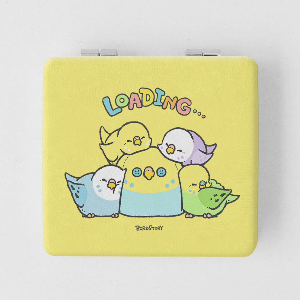 折りたたみコンパクトミラー 手鏡 バードスリープ おやすみおはよう セキセイインコ