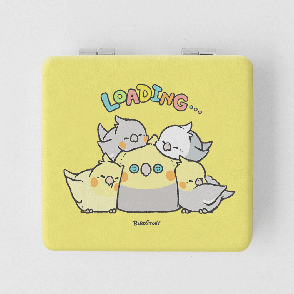 折りたたみコンパクトミラー 手鏡 バードスリープ おやすみおはよう オカメインコ