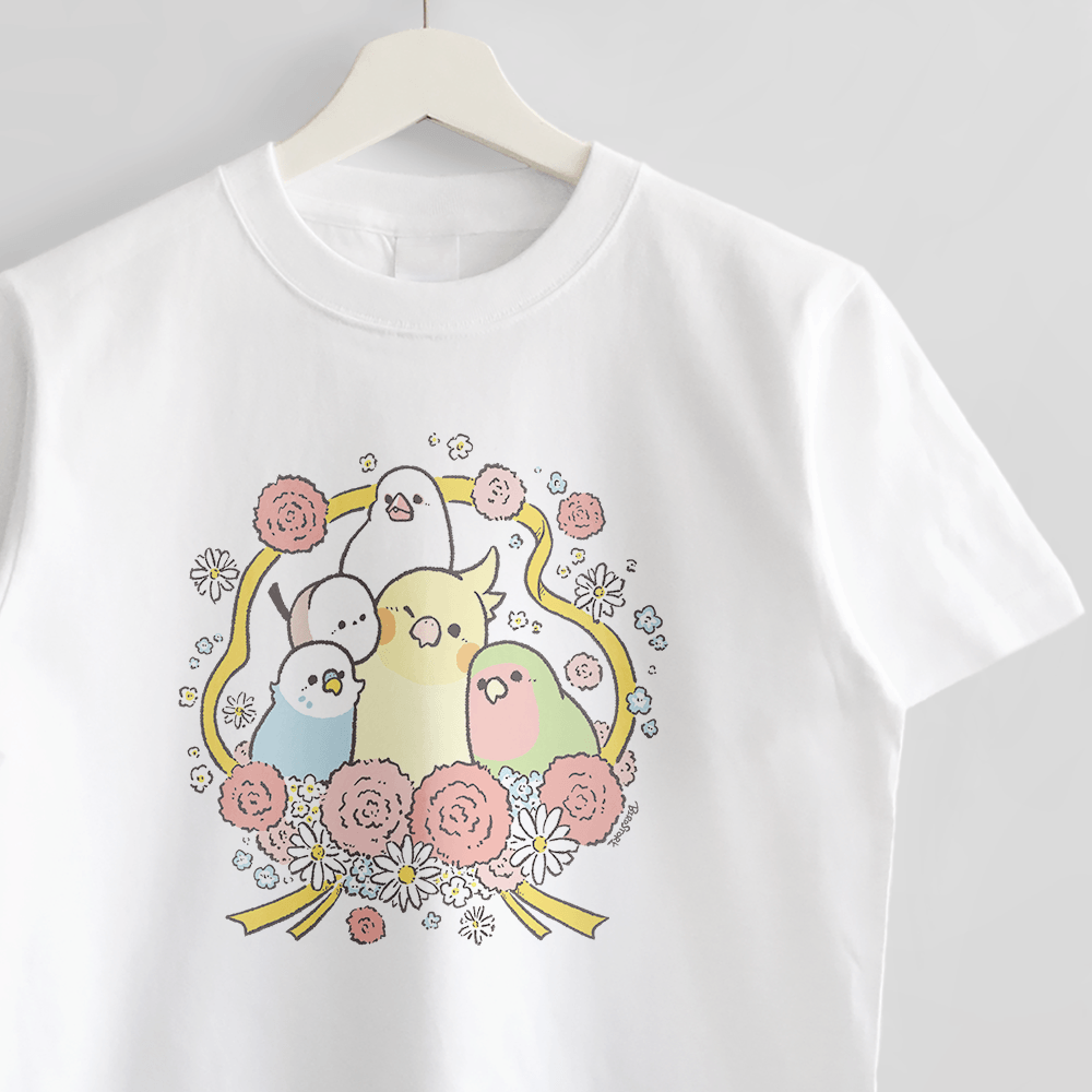 Tシャツ Ribbon with Carnation 小さな鳥