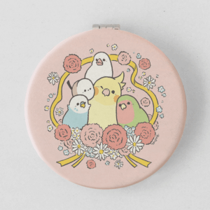 折りたたみコンパクトミラー 手鏡 カーネーション 母の日 Ribbon with Carnation