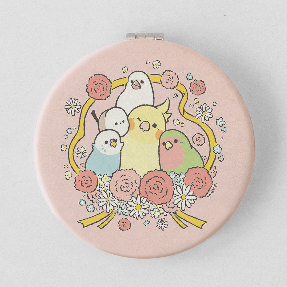 折りたたみコンパクトミラー 手鏡 カーネーション 母の日 Ribbon with Carnation