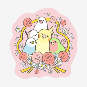 ステッカー シール カーネーション 母の日 Ribbon with Carnation 小さな鳥