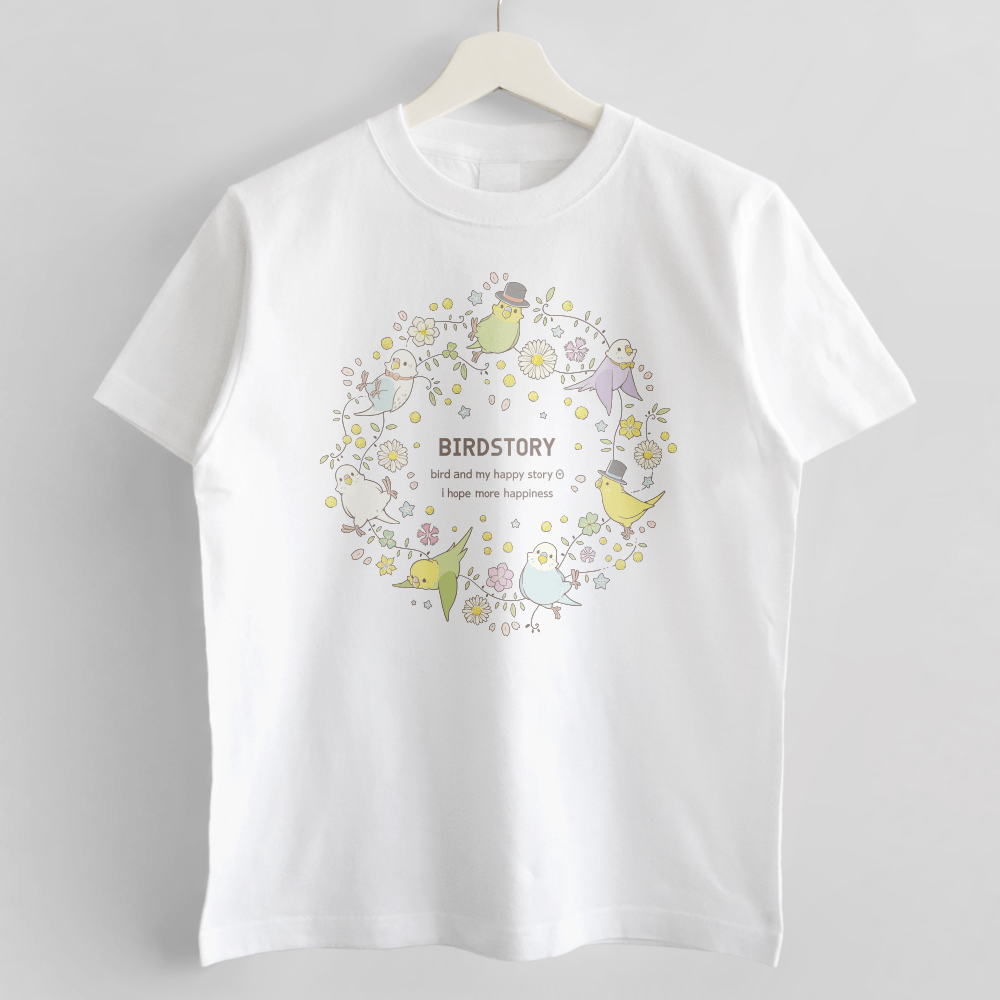 セキセイインコ 花 Tシャツ Birdstory