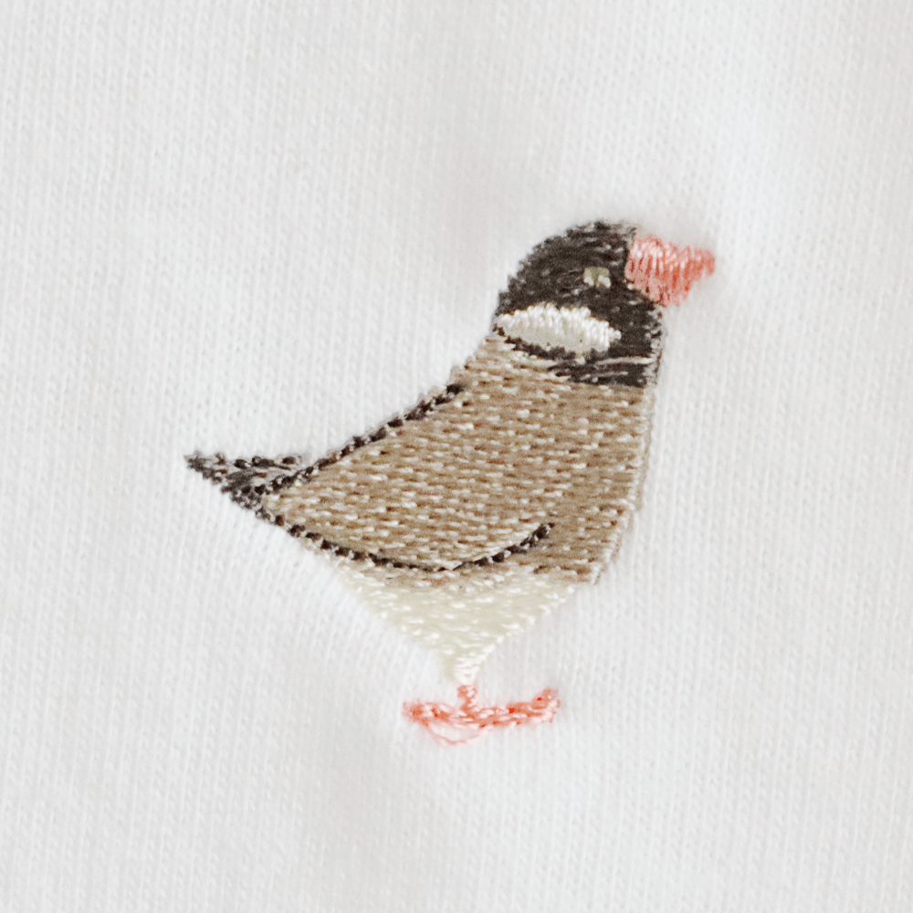 桜文鳥 java sparrow 刺繍