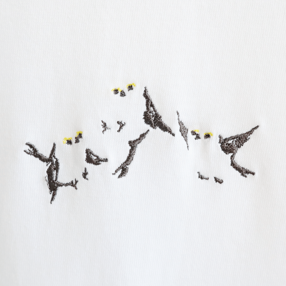 シマエナガ  刺繍 Tシャツ BIRDSTORY