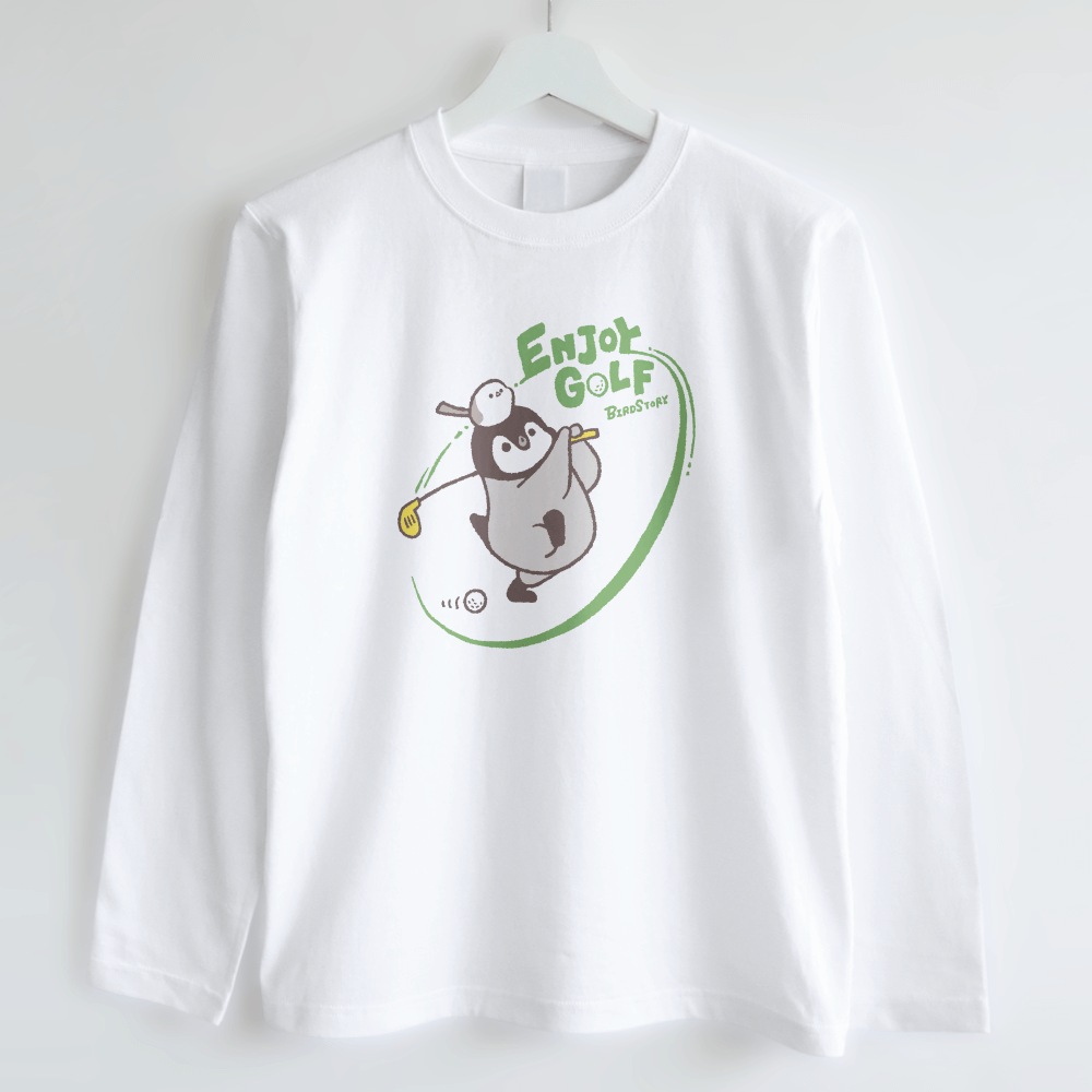 長袖Tシャツ ゴルフ ドライバーコウテイペンギンとシマエナガ｜BIRDSTORY