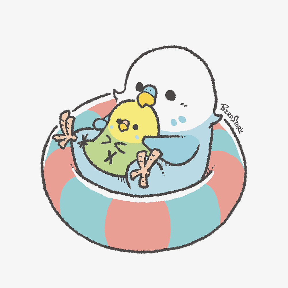 トートバッグ 夏 浮き輪イラスト セキセイインコ
