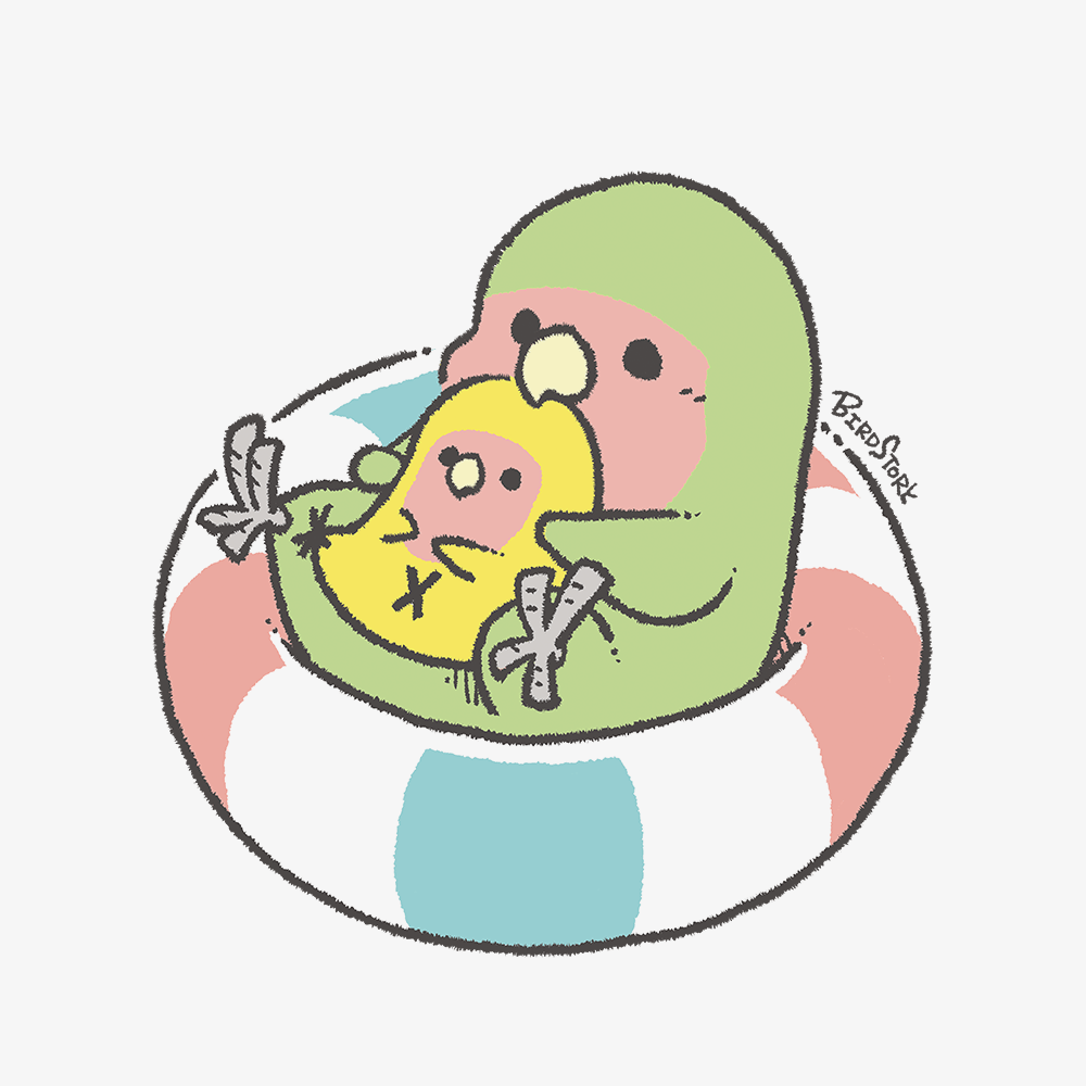 トートバッグ 夏 浮き輪イラスト コザクラインコ
