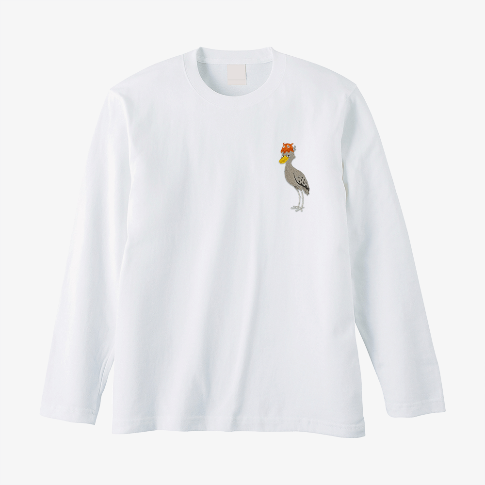 長袖刺繍Tシャツ ホワイト