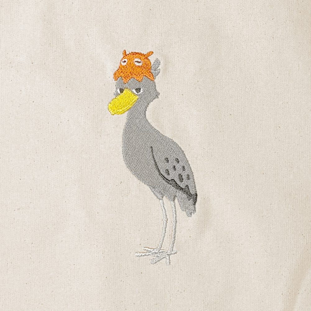 刺繍デザイン ハシビロコウとメンダコ