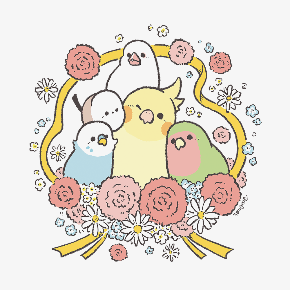 トートバッグ カーネーション 母の日 Ribbon with Carnation 小さな鳥