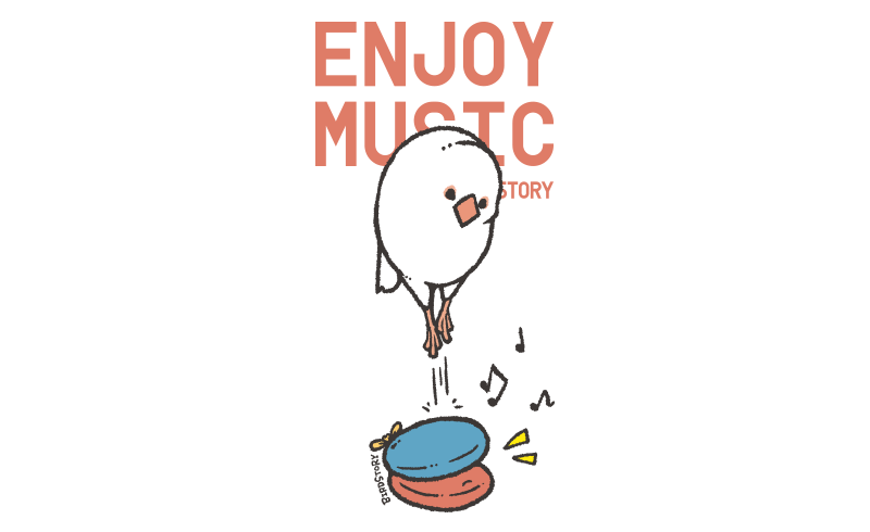 文鳥の日2025デザイン ENJOY MUSIC カスタネット×桜文鳥