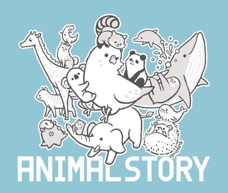 キリンやコアラやレッサーパンダなどのイラストデザイン アニマルストーリー
