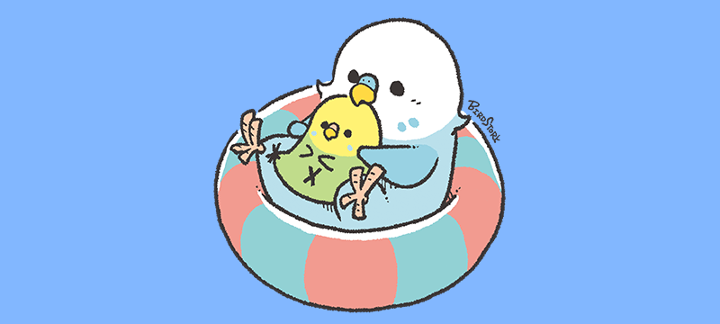 浮き輪とセキセイインコ
