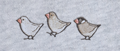文鳥 java sparrow 刺繍