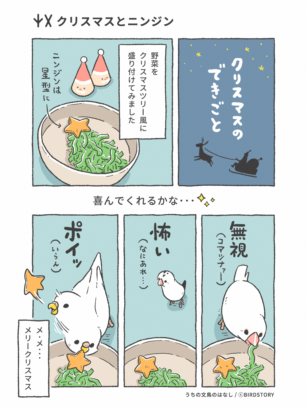 うちの文鳥のはなし 第19羽 クリスマスとニンジン